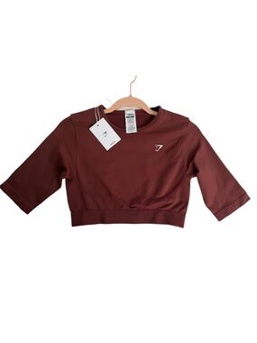 Gymshark Everyday Seamless Long Sleeve Crop Top - M - burgundy brown color - NWT